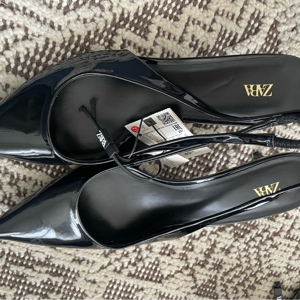 Zara Glossy Black Heels